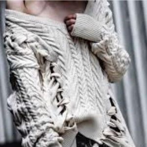 Zara V-neck cable knit ivory sweater